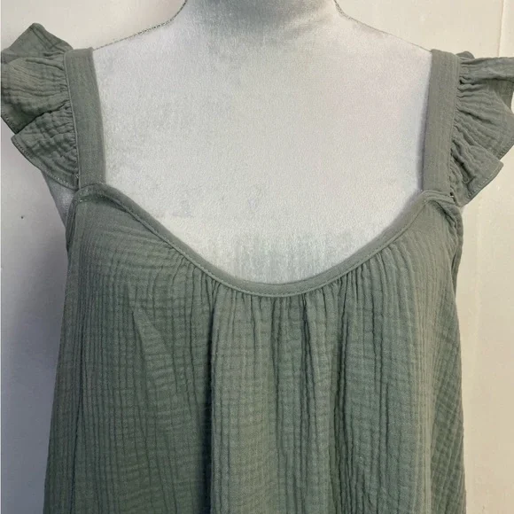 #0144 NWT Steve Madden 100% Cotton Muslin Maxi Dress w/ Ruffle Straps-M - Picture 3 of 10